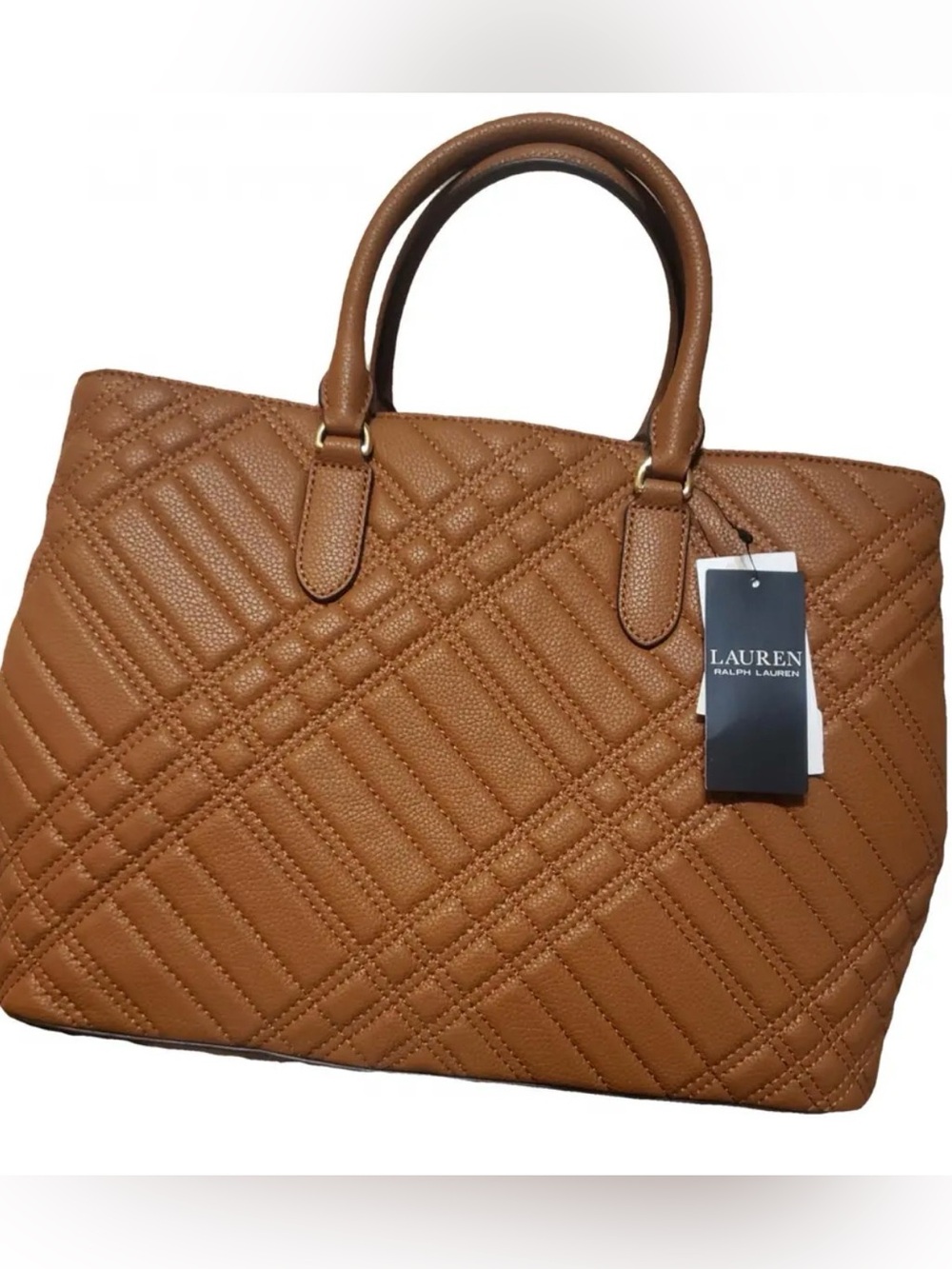 Lauren Ralph Lauren Quilted Pebble Leather Very Large Tote Bag - Picture 2 of 16